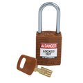 Brady Compact SafeKey Key Retaining Nylon Padlock 1.5 in Aluminum Shackle KD Brown 1PK CPT-BRN-38AL-KD